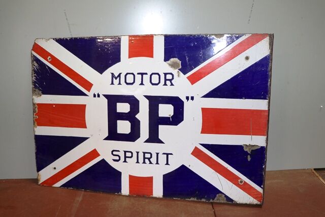 A BP Motor Spirit Union Jack Double Sided Enamel Sign 