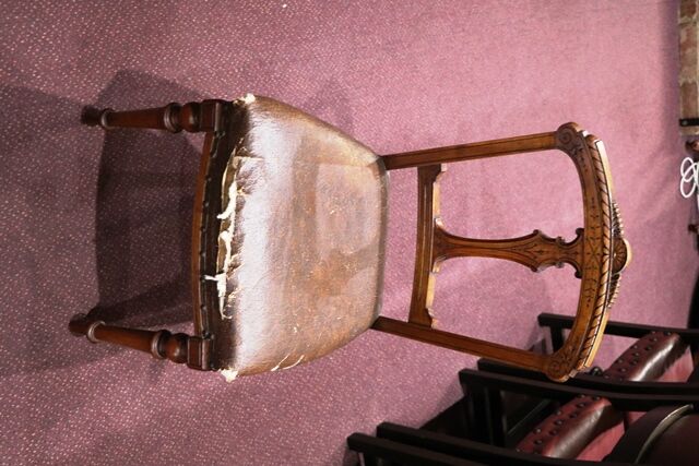 A Fine Antique Set of 6 Solid Carved Walnut Chairs 