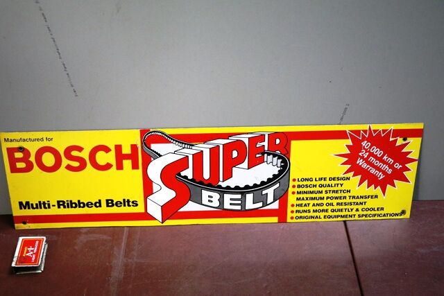 A Small Genuine Bosch Super Belt Tin Advertising Sign 