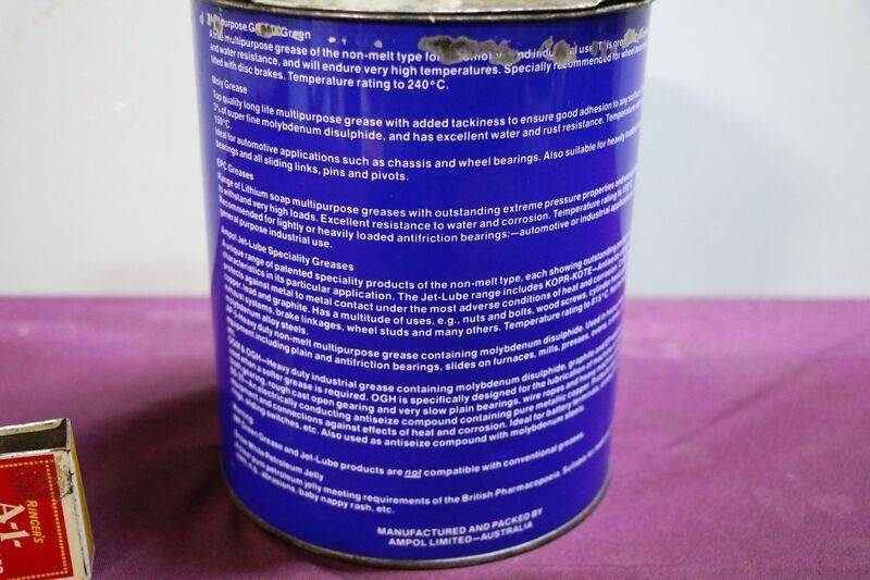 Ampol BJS Grease 2.5kg Tin. NEW OLD STOCK. XXXX Antique Complex
