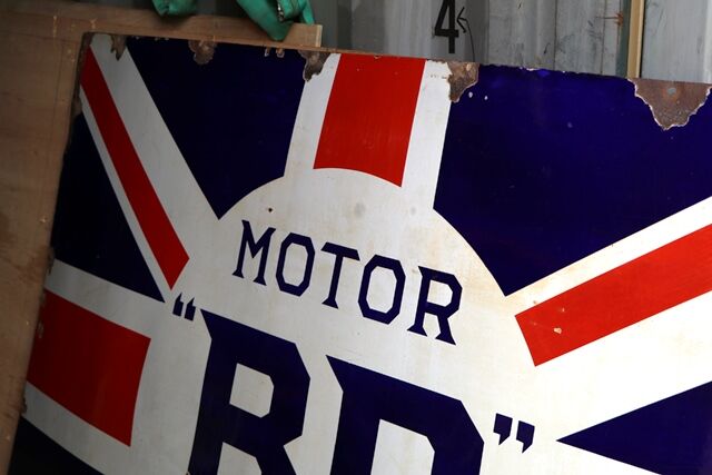 Antique BP Motor Spirit Union Jack Enamel Sign 