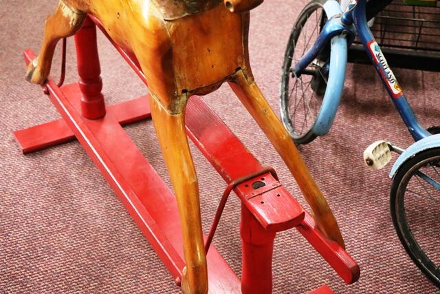 Antique Hand Made Pine Rocking Horse in Original as Found Condition 