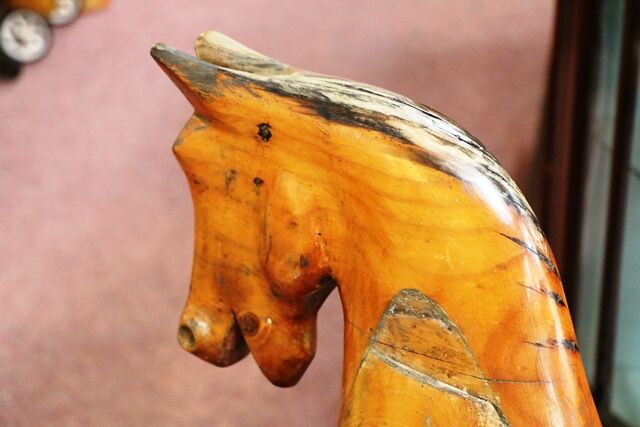 Antique Hand Made Pine Rocking Horse in Original as Found Condition 