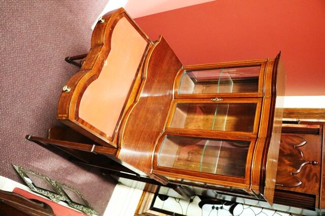 Antique Late C19th Mahogany Ladies Writing Table with Cabinet Top 