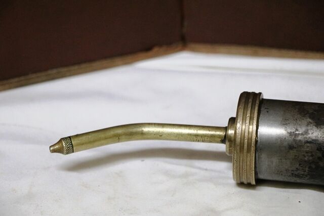 Antique Metal + Brass Screw Tap Handle Grease Gun