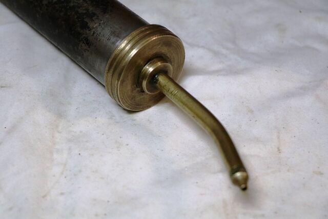 Antique Metal + Brass Screw Tap Handle Grease Gun
