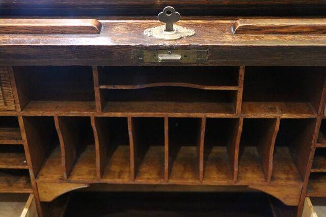 Antique Oak Roll Top Desk by the Standard Desk Company 