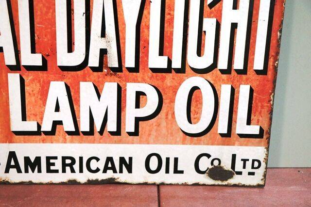Antique Royal Daylight Lamp Oil Double Sided Enamel Sign 
