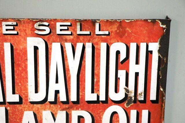 Antique Royal Daylight Lamp Oil Double Sided Enamel Sign 