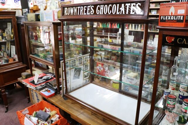 Antique Shop Counter Display Cabinet Advertising Rowntreeand39s Chocolates 