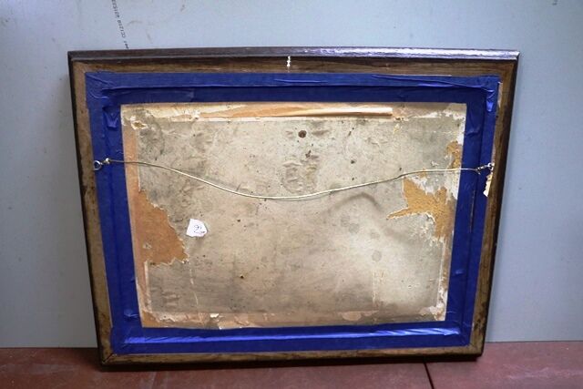 Antique Zebra Paste Grate Polish Framed Pictorial Box Lid 