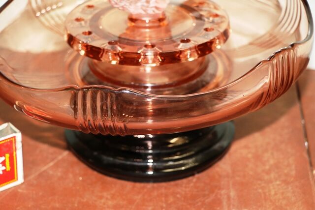 Art Deco 4Piece Josef Inwald  pink glass and39Poisson Volantand39 Float Bowl set