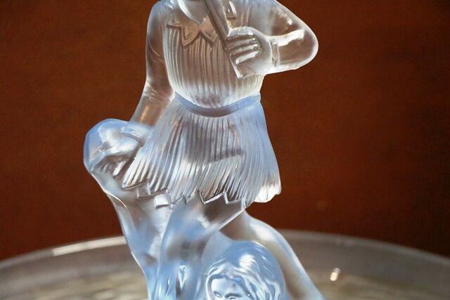 Art Deco 4 Piece frosted blue glass +39Peter Pan+39 Float Bowl 