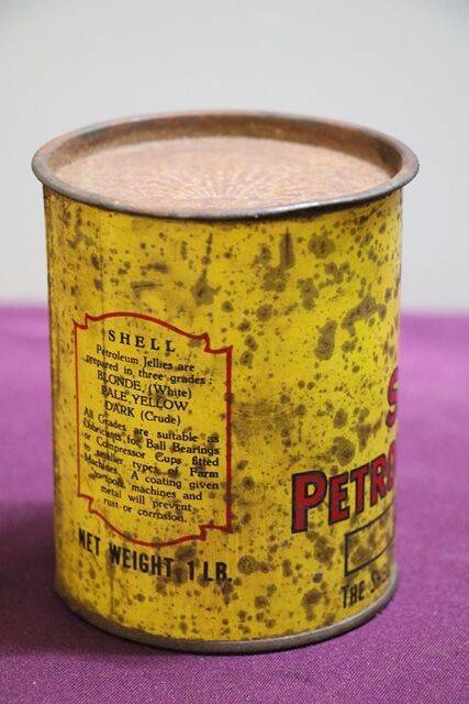 Australian Shell 1 Lb Petroleum Jelly Amber Grease Tin 