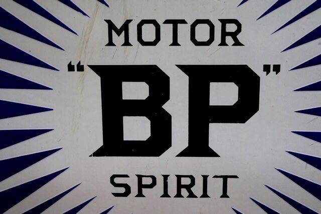 BP Motor Spirit Irish Flash Double Sided Enamel Sign 