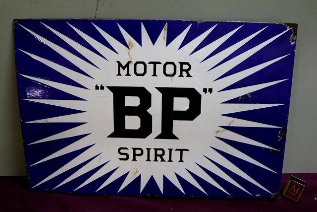 BP Motor Spirit Irish Flash Double Sided Enamel Sign 