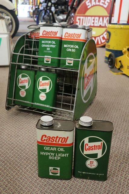 Castrol Motor Oil Forecourt Basket Rack With Enamel Signs To Each End 