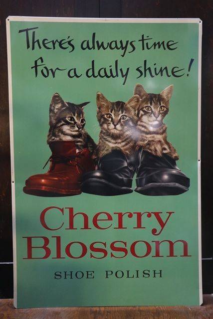 Cherry Blossom Boot Polish Blechschild Schild 3D geprägt Tin Sign 20 x 30 cm 