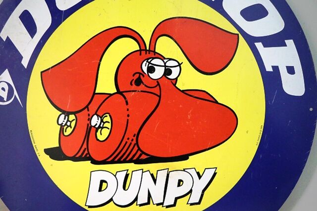 Classic Dunlop Dunpy Screen Printed Pictorial Double Sided Tin Sign
