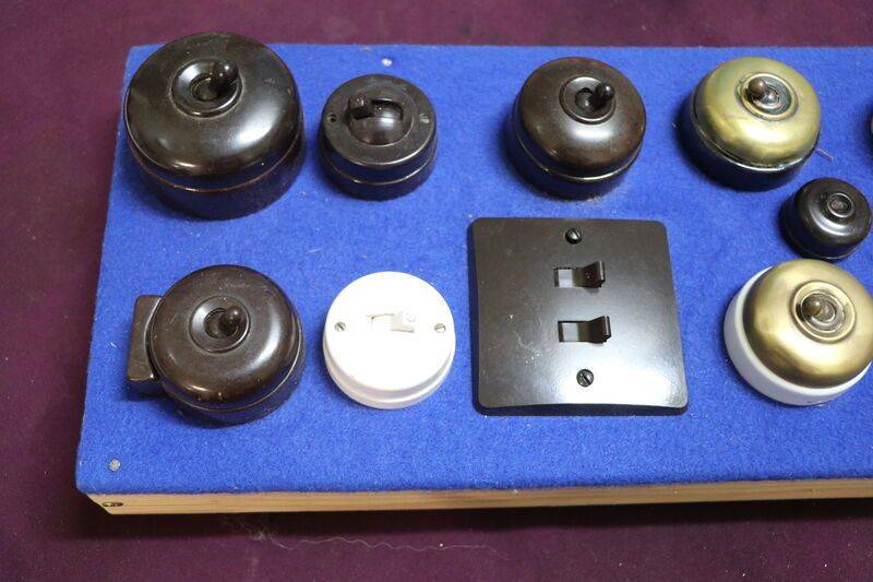 Collection of 20 Vintage Light Switches in Board