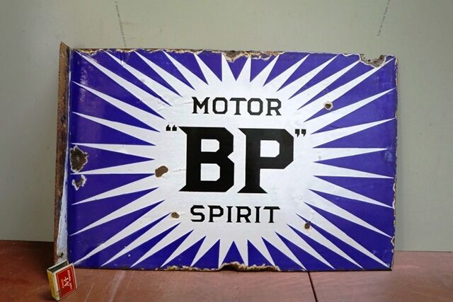 Early BP Motor Spirit Irish Flash Double Sided Enamel Sign