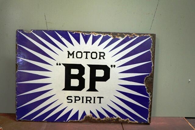 Early BP Motor Spirit Irish Flash Double Sided Enamel Sign
