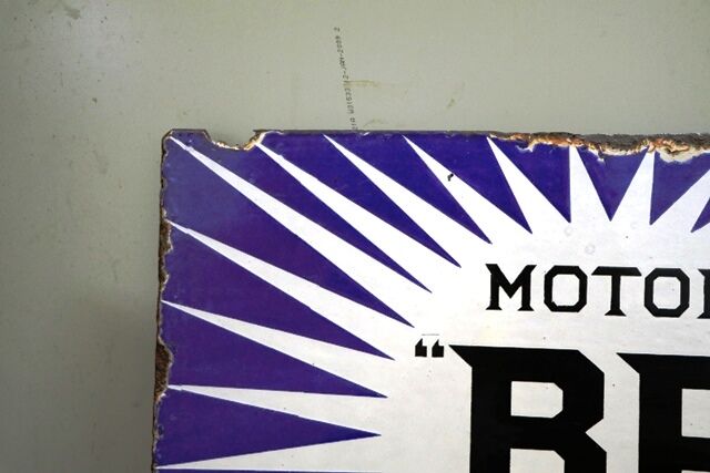 Early BP Motor Spirit Irish Flash Double Sided Enamel Sign