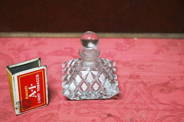 Early C20th Dia Cut Glass Scent Bottle and Stopper 
