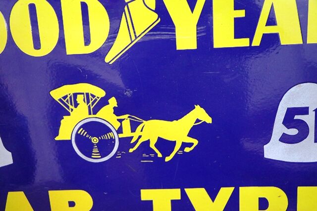 Early Good Year Cab Tyre Pictorial Enamel Sign 