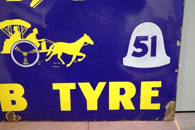 Early Good Year Cab Tyre Pictorial Enamel Sign 