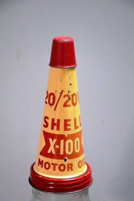 Early Shell One Quart Bottle with X100 Tin Top and Dust Cap