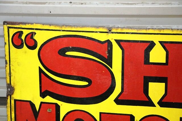 Early Vintage Shell Motor Spirit Enamel Advertising Sign 