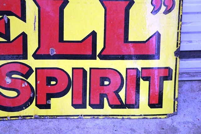 Early Vintage Shell Motor Spirit Enamel Advertising Sign 