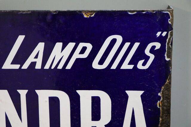 Early and Rare Antique Alexandra Oil Double Sided Enamel Sign 