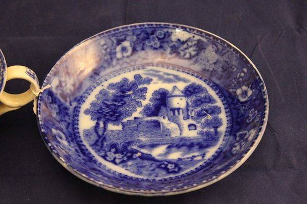 English Blue + White Large Cup + Saucer C1900
