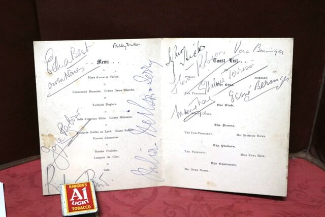 Gallery First Nighters Club Signed Menu Flora Robson  