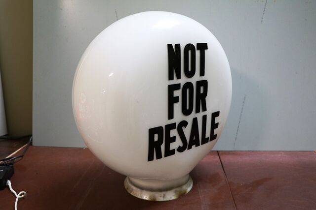 Genuine NOT FOR SALE Pill Shape Glass Petrol Pump Globe 