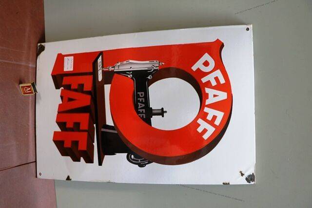 Genuine Vintage PFAFF Pictorial Sewing Machine Enamel Sign