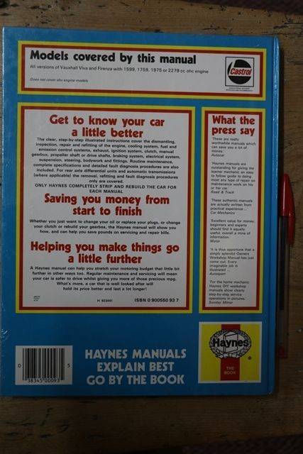 Haynes Owners Workshop Manual Vauxhall ohc Viva  Firenza 