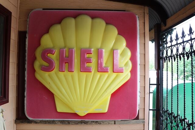 Large Vintage SHELL Acrylic Embossed Garage Sign 