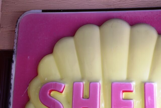 Large Vintage SHELL Acrylic Embossed Garage Sign 