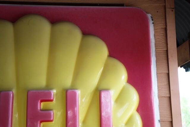 Large Vintage SHELL Acrylic Embossed Garage Sign 