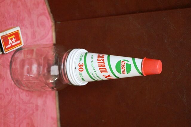 Near Mint Castrol XL Embossed One Pint Oil Bottle with Tin Top