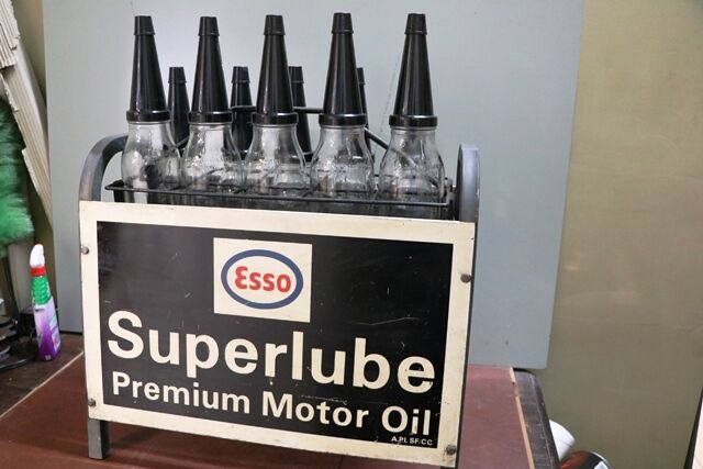 Original Esso Superlube GTD Double Sided 10 Bottle Oil Rack