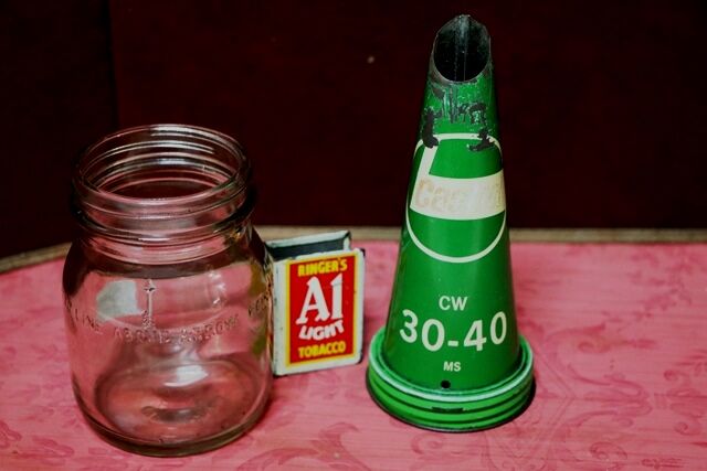 Rare Vintage Half Pint Oil Bottle with Castrol Tin Top