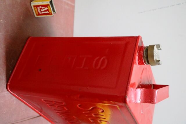 Rare and Early Shell Benzine 2 gallon Running Board Can