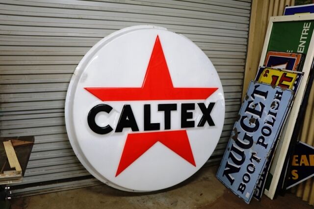 Round Vintage Caltex Embossed Acrylic Advertising Lens  