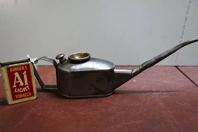 Small Vintage Boat Shape Button Pump Oiler
