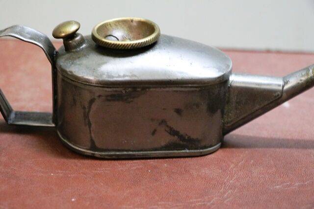 Small Vintage Boat Shape Button Pump Oiler