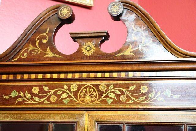 Superb Antique Edwards and Roberts Inlaid Corner Cabinet 